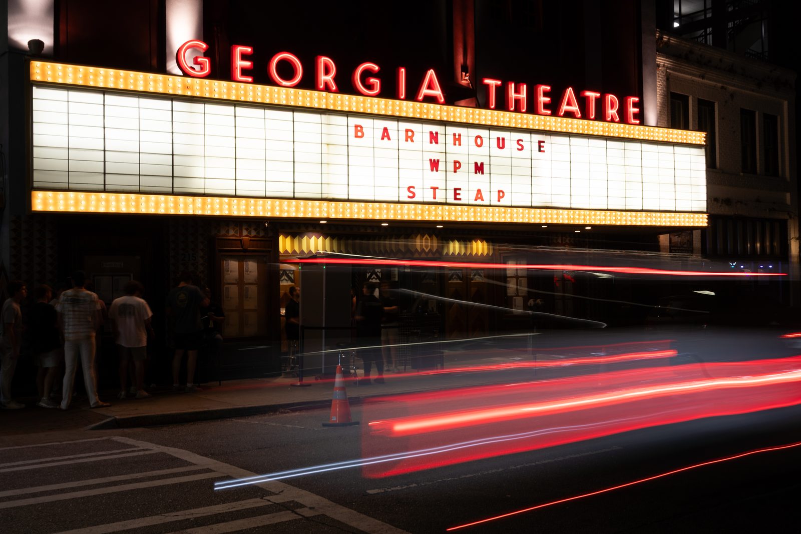 Georgia Theatre marquee at night